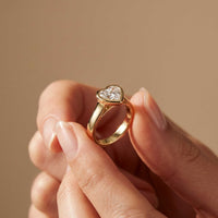 Amorette 2 CTW Heart Cut Lab Grown Diamond Bezel Set Ring For Women Gold