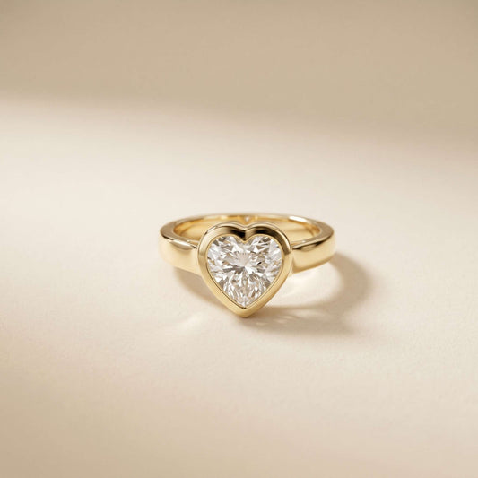 Amorette 2 CTW Heart Cut Lab Grown Diamond Bezel Set Ring For Women
