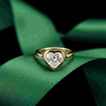 Amorette 2 CTW Heart Cut Lab Grown Diamond Bezel Set Ring For Women Gold