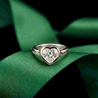 Amorette 2 CTW Heart Cut Lab Grown Diamond Bezel Set Ring For Women White