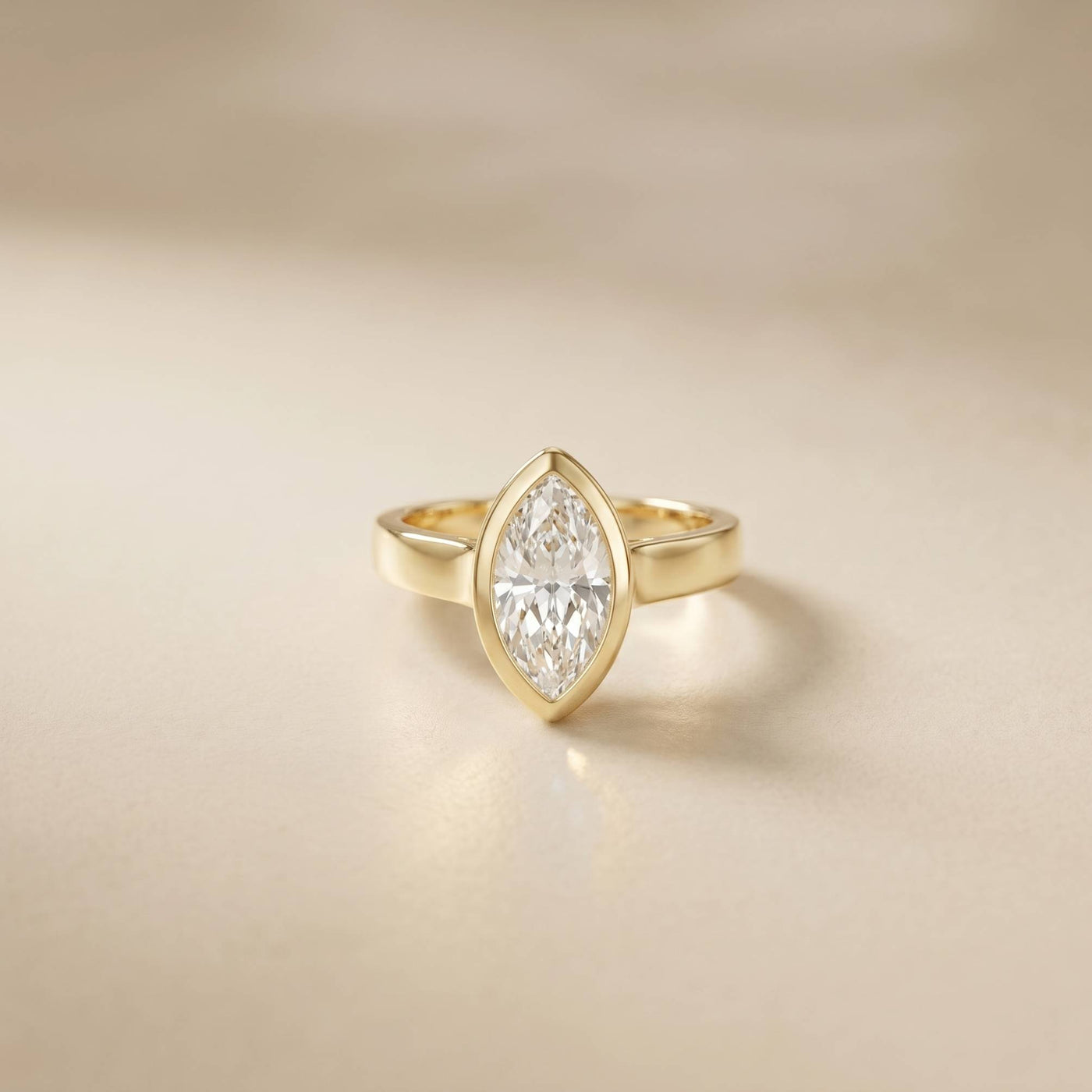 2 CTW Marquise Cut Lab Grown Diamond Ring For Girls Gold