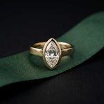 2 CTW Marquise Cut Lab Grown Diamond Ring For Girls Gold