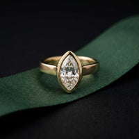 2 CTW Marquise Cut Lab Grown Diamond Ring For Girls Gold