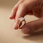 2 CTW Princess Cut Lab Grown Diamond Midnight Promise Ring Rose Gold