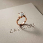 2 CTW Princess Cut Lab Grown Diamond Midnight Promise Ring Rose Gold