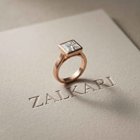 2 CTW Princess Cut Lab Grown Diamond Midnight Promise Ring Rose Gold