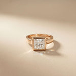 2 CTW Princess Cut Lab Grown Diamond Midnight Promise Ring Rose Gold