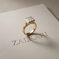 2 CTW Princess Cut Lab Grown Diamond Midnight Promise Ring Gold