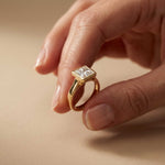 2 CTW Princess Cut Lab Grown Diamond Midnight Promise Ring Gold