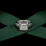 2 CTW Princess Cut Lab Grown Diamond Midnight Promise Ring White