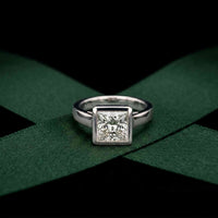 2 CTW Princess Cut Lab Grown Diamond Midnight Promise Ring White