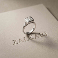2 CTW Princess Cut Lab Grown Diamond Midnight Promise Ring White