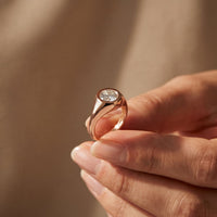 2 CTW Round Cut Lab Grown Diamond Boldly Pointer Finger Ring Rose Gold