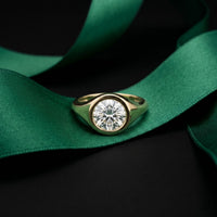 2 CTW Round Cut Lab Grown Diamond Boldly Pointer Finger Ring Gold