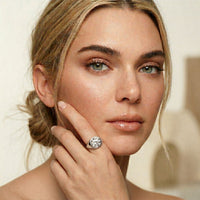 2 CTW Round Cut Lab Grown Diamond Boldly Pointer Finger Ring White