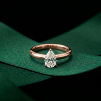 1 CT Pear Cut Evermere Lab Grown Diamond Ring Rose Gold