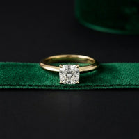 The Celeste 1 CT Cushion Cut Lab Grown Diamond Ring Gold
