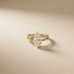 The Valencia Marquise Cut 2 Ct Lab Grown Diamond Split Shank Ring Gold