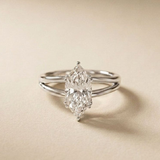 Diamond ring on a beige background