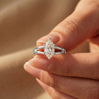 The Valencia Marquise Cut 2 Ct Lab Grown Diamond Split Shank Ring White