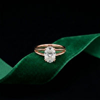 The Aurora Oval Cut 2 Ct Lab Grown Diamond Split Shank Ring Rose Gold