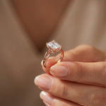 The Aurelia 2 CT Radiant Cut Lab Grown Diamond Split Shank Ring Rose Gold