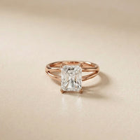 The Aurelia 2 CT Radiant Cut Lab Grown Diamond Split Shank Ring Rose Gold