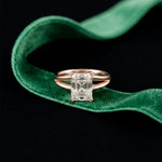 The Aurelia 2 CT Radiant Cut Lab Grown Diamond Split Shank Ring Rose Gold