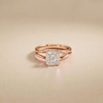 2 CT Asscher Cut Lab Grown Diamond Split Shank Monroe Ring Rose Gold