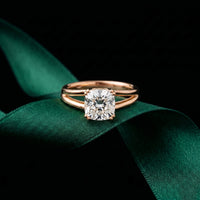 2 CT Cushion Cut Lab Grown Diamond The Vivienne Dual Prong Ring Rose Gold