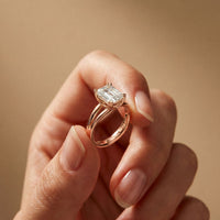 2 CT Emerald Cut Lab Grown Diamond Windsor Dual Prong Ring Rose Gold