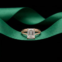 2 CT Emerald Cut Lab Grown Diamond Windsor Dual Prong Ring Rose Gold