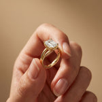 2 CT Emerald Cut Lab Grown Diamond Windsor Dual Prong Ring Gold