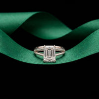 2 CT Emerald Cut Lab Grown Diamond Windsor Dual Prong Ring White