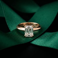 The Astoria 1.50 CT Emerald Cut Lab Grown Diamond Dual Prong Ring Rose Gold