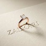 The Astoria 1.50 CT Emerald Cut Lab Grown Diamond Dual Prong Ring Rose Gold