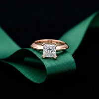 The Avalon 1.50 CT Princess Cut Lab Grown Diamond Ring For Gift Rose Gold