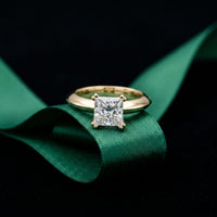 The Avalon 1.50 CT Princess Cut Lab Grown Diamond Ring For Gift Gold