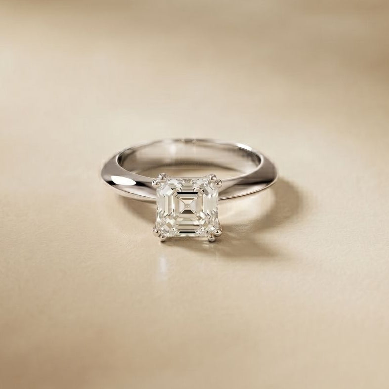 The Ashton 1.50 CT Asscher Cut Lab Grown Diamond Ring For Girls White