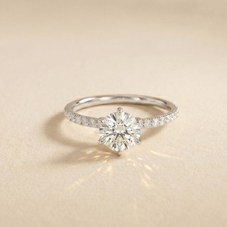 The Eloise  1.50 CT Round Lab Grown Diamond Pave Ring White