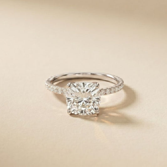 3 CT Cushion Cut Lab Grown Diamond Cambria Ring White
