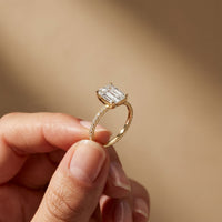 3 CT Emerald Cut The Marlowe Lab Grown Diamond Ring For Her Gold