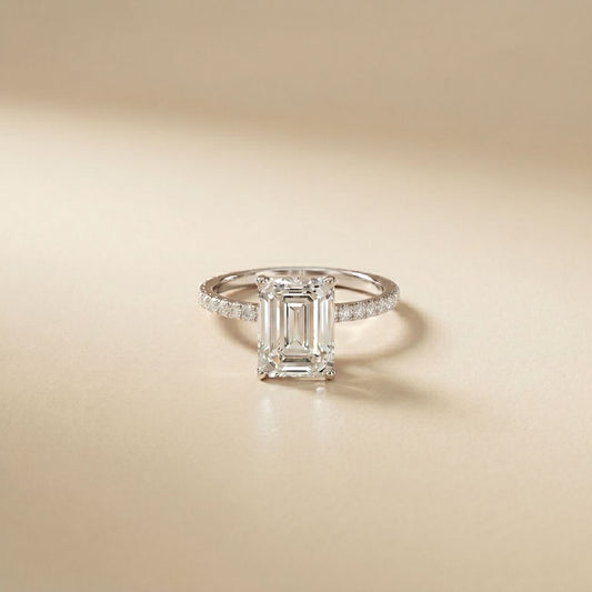 3 CT Emerald Cut The Marlowe Lab Grown Diamond Ring For Her White