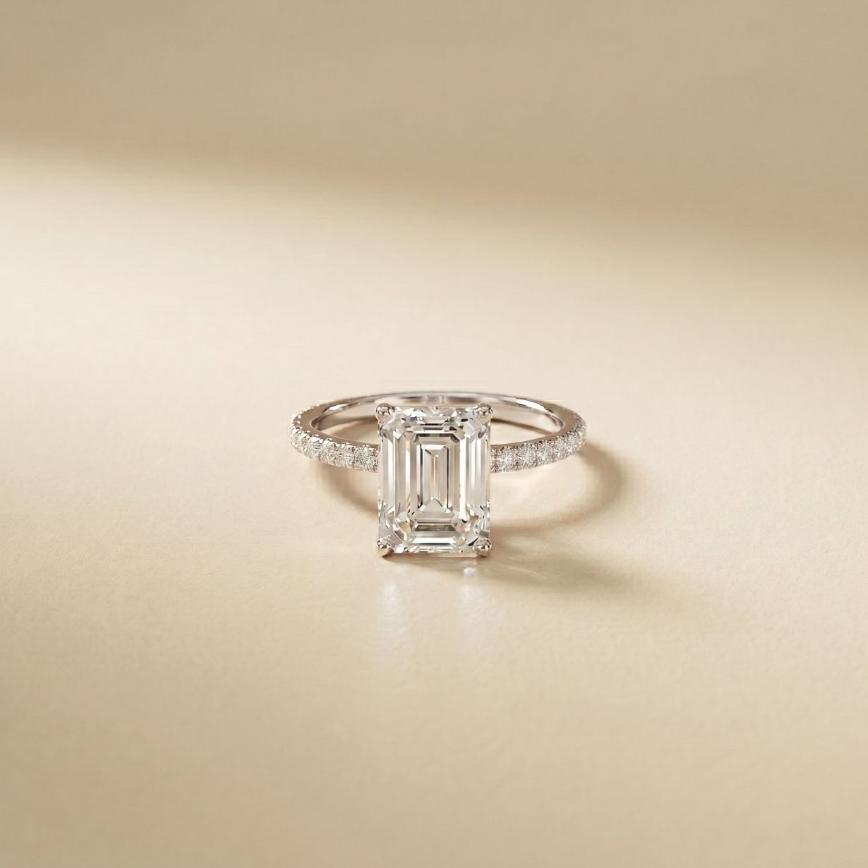 3 CT Emerald Cut The Marlowe Lab Grown Diamond Ring For Her White