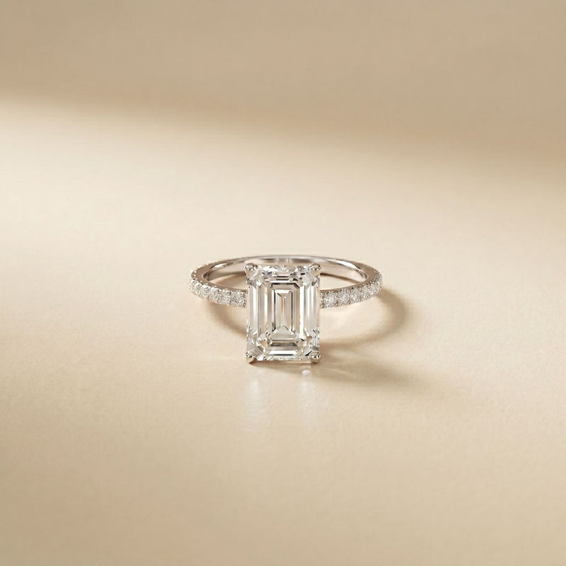 3 CT Emerald Cut The Marlowe Lab Grown Diamond Ring For Her White