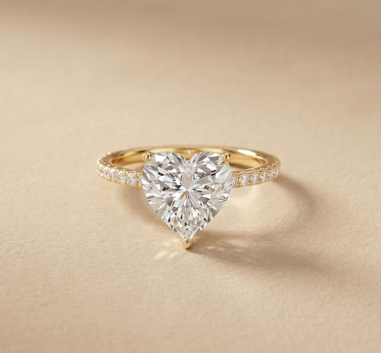 3 CT Heart Cut The Valentina Lab Grown Diamond Ring For Girls Gold