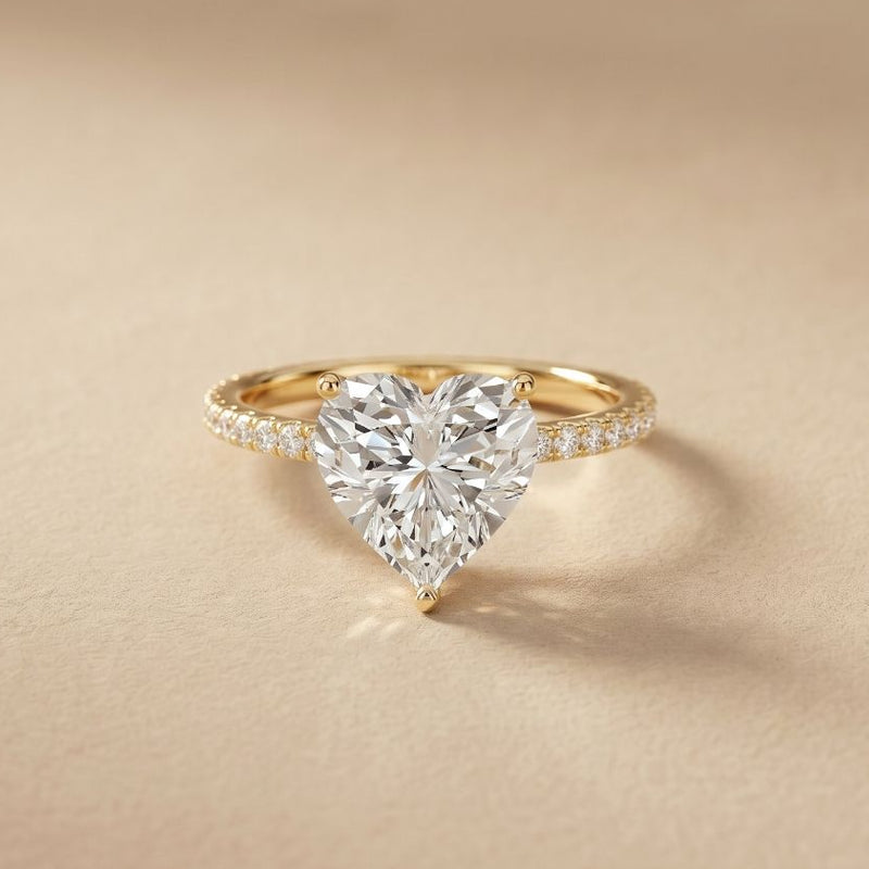 3 CT Heart Cut The Valentina Lab Grown Diamond Ring For Girls Gold