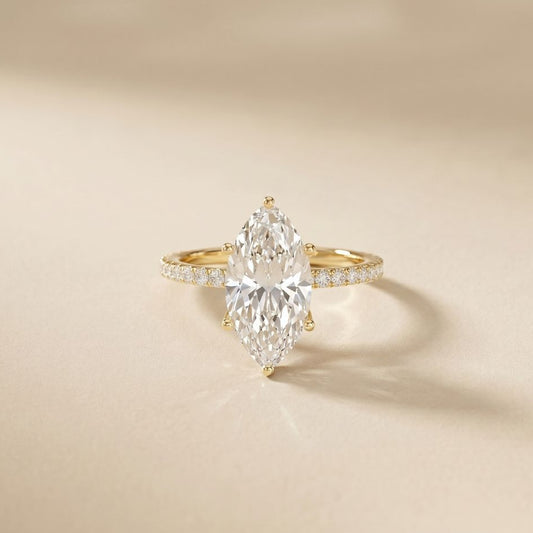 3 CT Marquise Cut Lab Grown Verona  Diamond Ring Gold