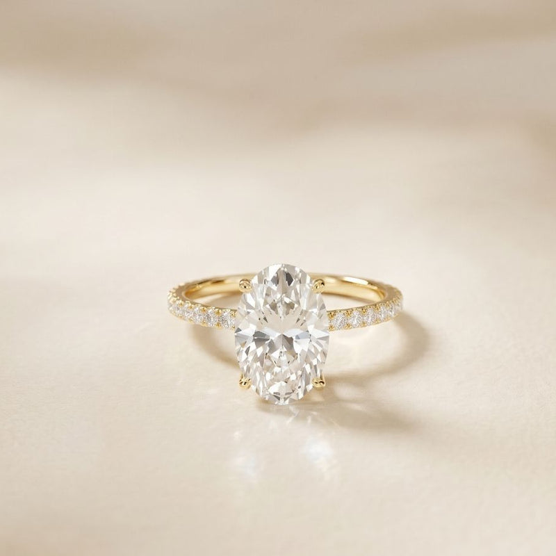 The Brixton 3 CT Oval Cut Lab Grown Diamond Ring For Girls Gold