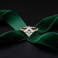 The Everleigh 3 CT Princess Cut Lab Grown Diamond Pave Engagement Ring Rose Gold